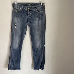Silver Jeans Twisted Capri Crop Women’s Size 29 Blue Stretch Jeans